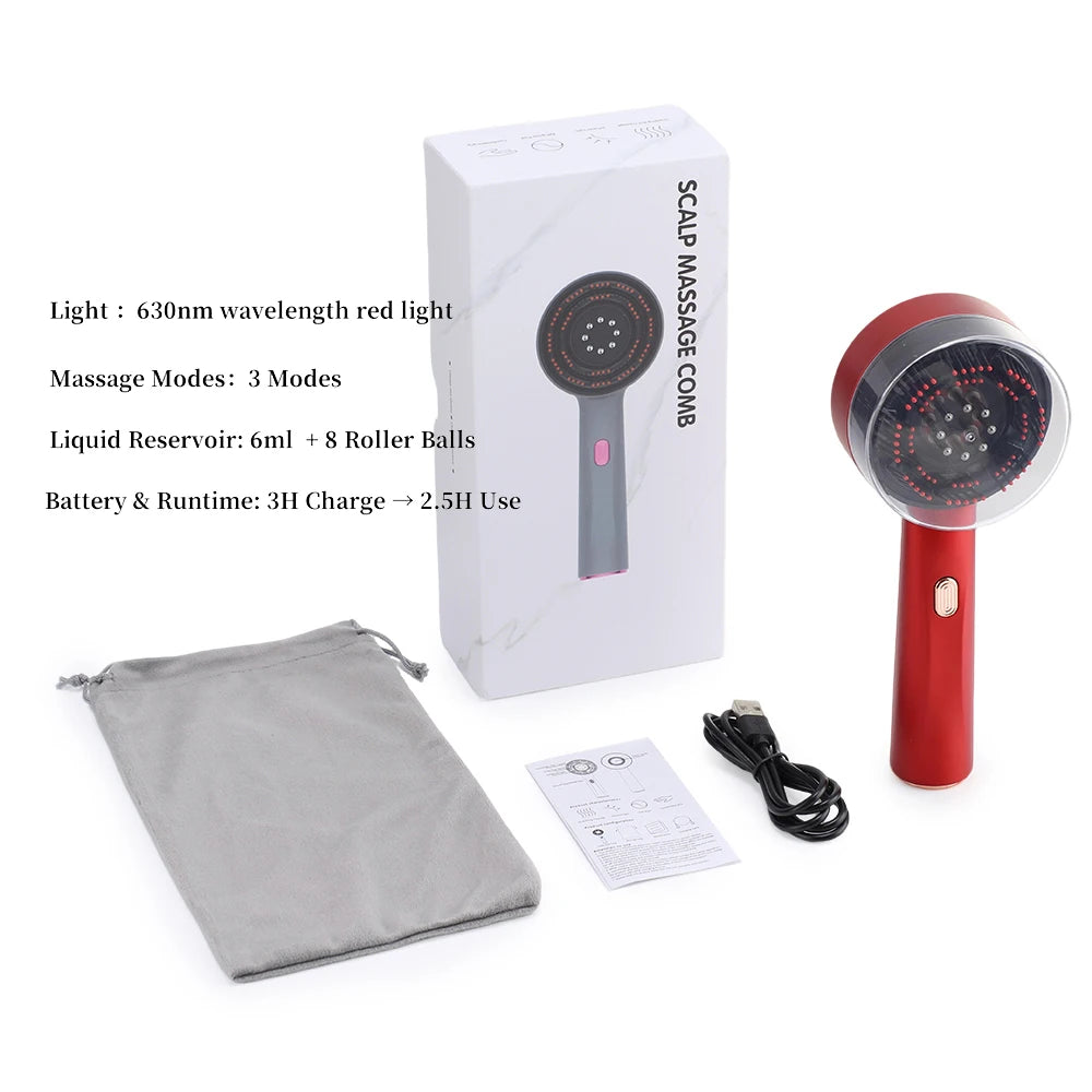 Pure Luna™ 4D Electric Scalp Massager with Red Light Therapy & Oil Applicator